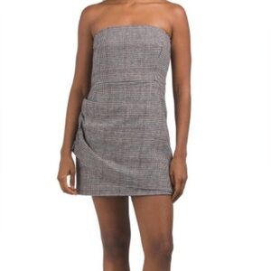 HOUSE OF HARLOW Size Small Wool Blend Houndstooth Strapless Mini Dress Women